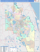 Orlando-Kissimmee-Sanford Metro Area Digital Map Color Cast Style